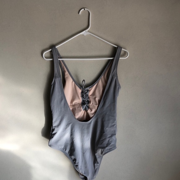 Grey Lace Up One Piece - Picture 3 of 3